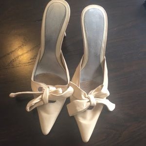 Bow-tie open back slides w/ 1 1/2 inch heel #worn